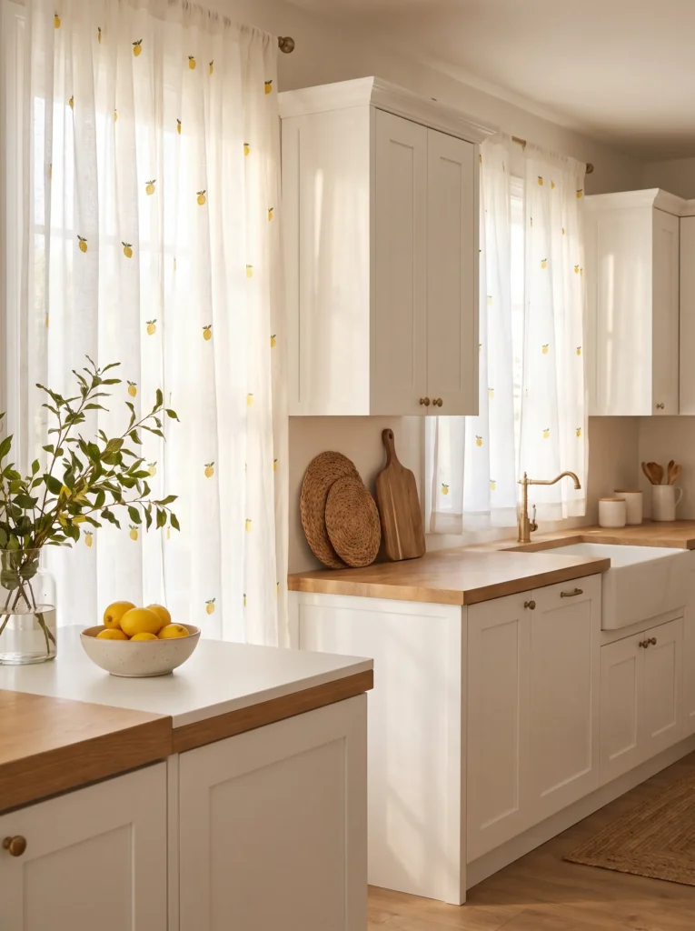 Lemon print curtains