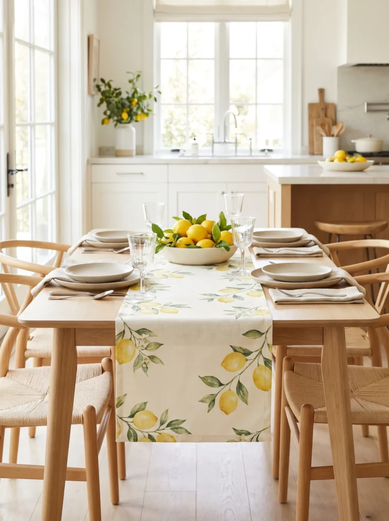 Lemon printed table runner