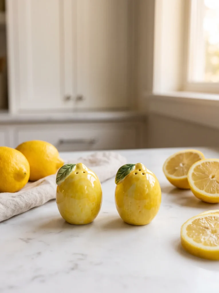 Lemon shaped salt and pepper shakers