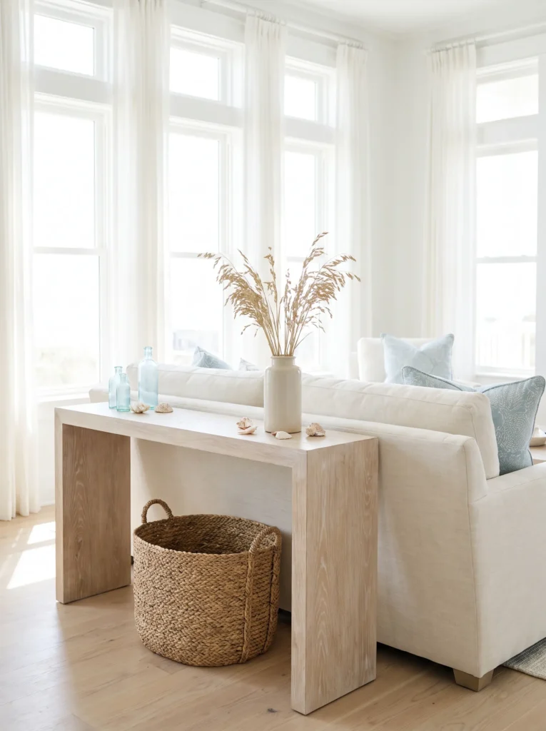 Light wood console tables