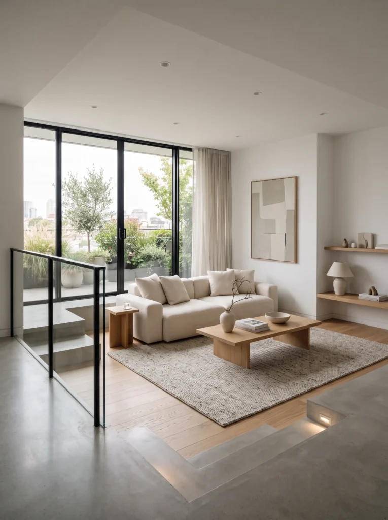 Minimalist sunken living room