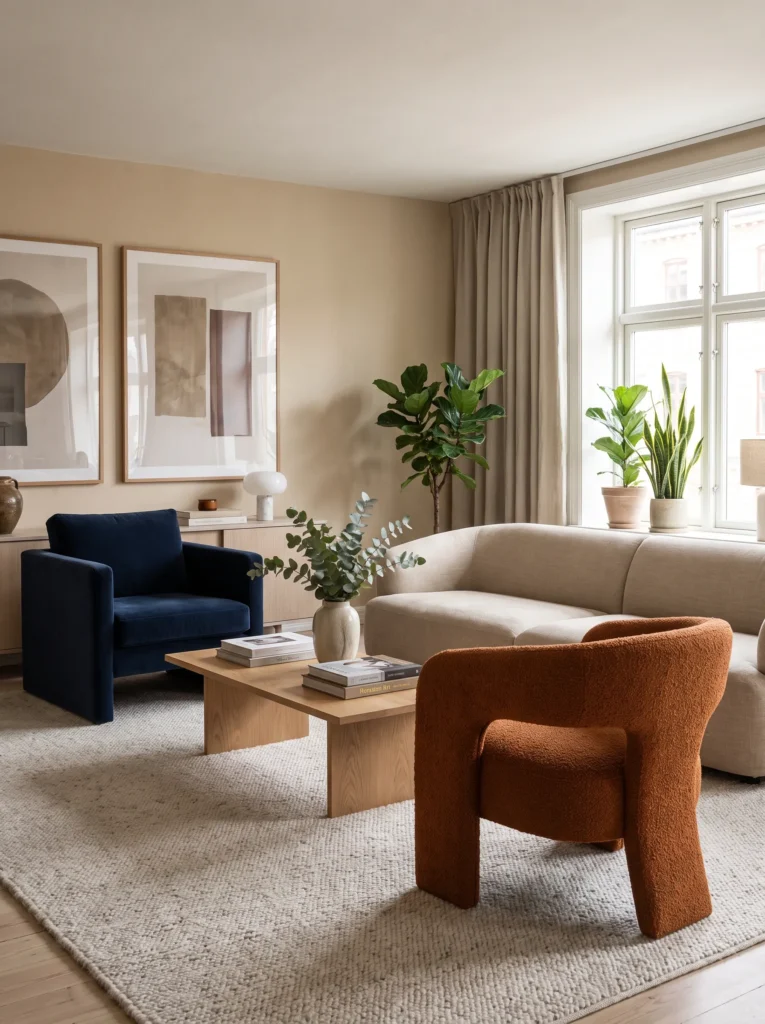 Mismatched armchairs