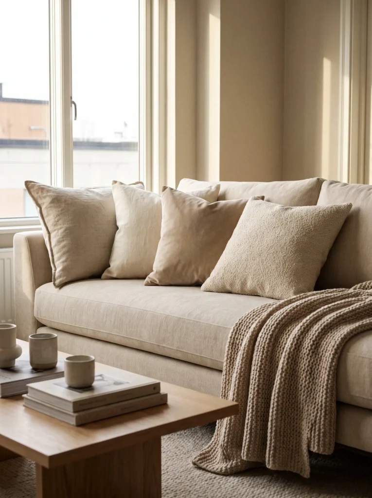 Mix fabrics on your sofa