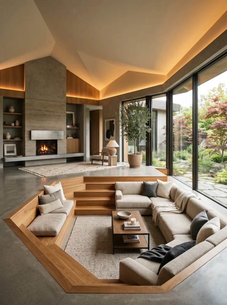 Multi level sunken living room