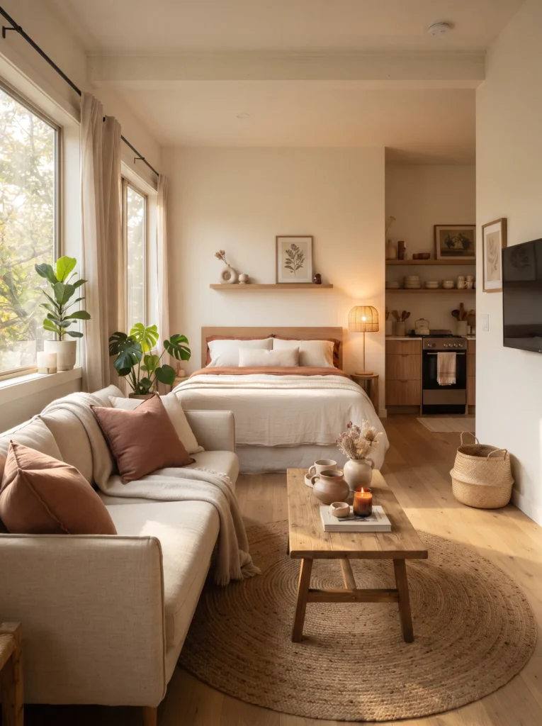 Muted terracotta touches