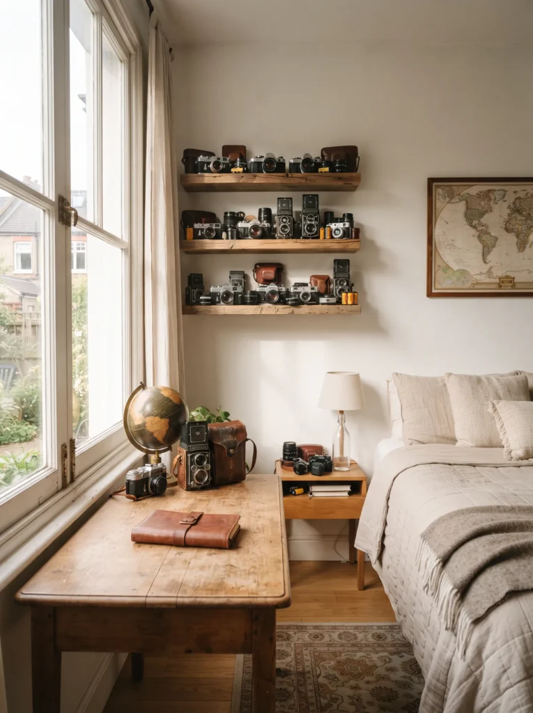 Old camera display shelf