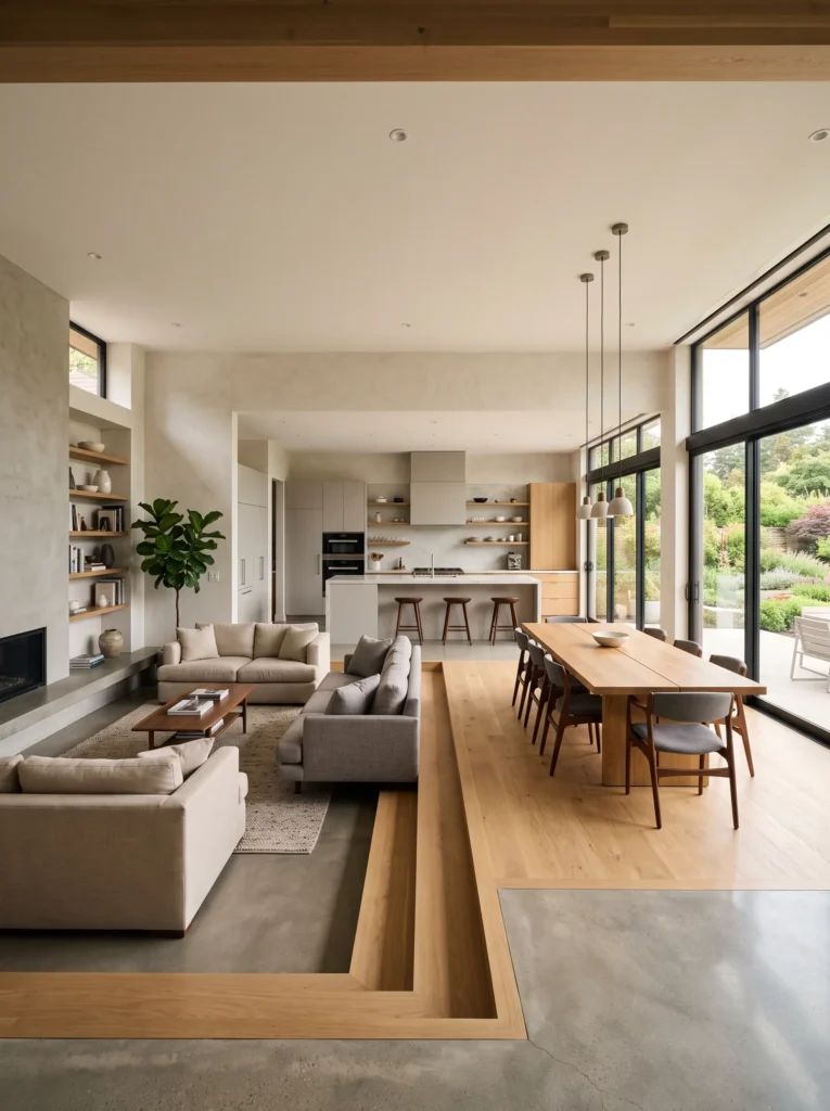 Open concept sunken living room