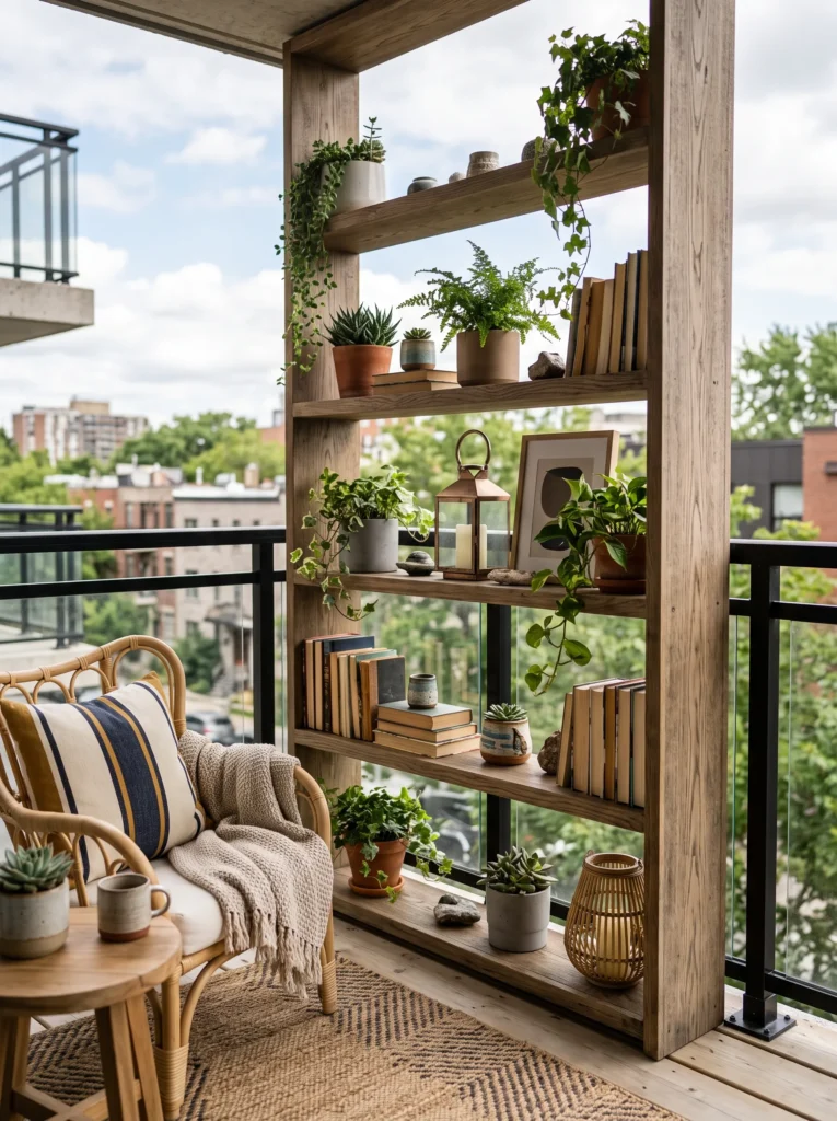 Outdoor bookshelf as a divider