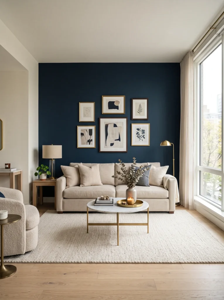 Paint one wall in deep navy