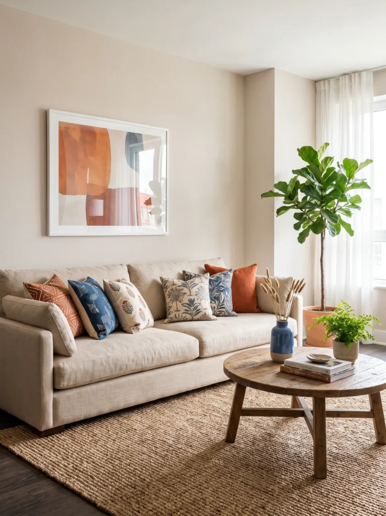 Patterned throw pillows