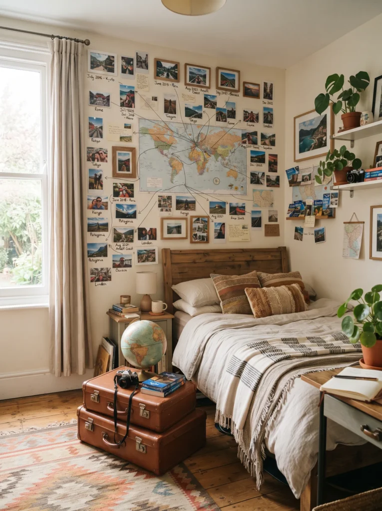 Personal travel timeline wall