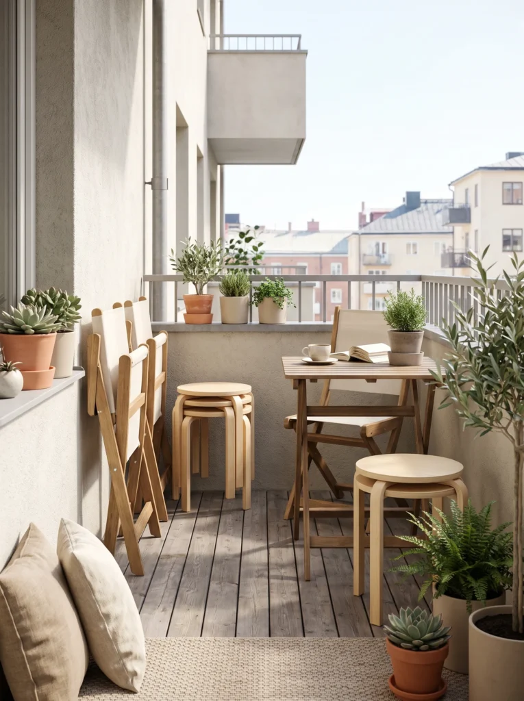 Pick foldable or stackable furniture