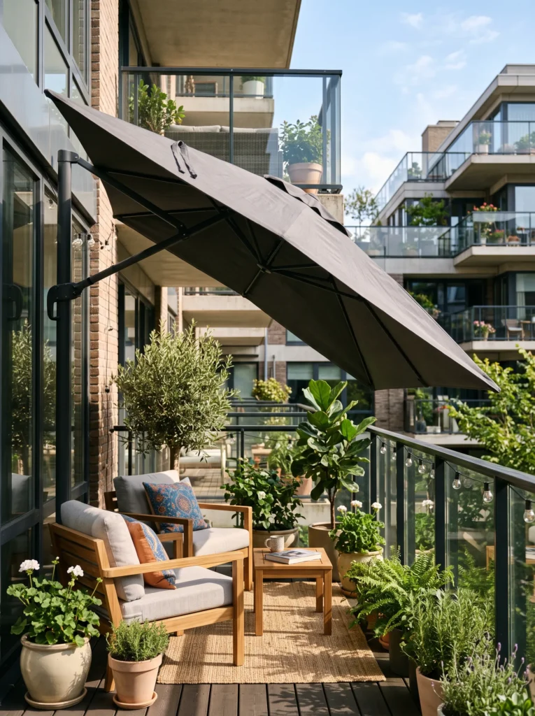 Privacy umbrella positioned strategically