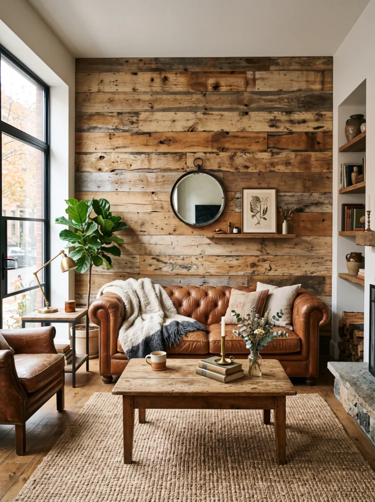 Reclaimed wood shiplap for a rustic feel