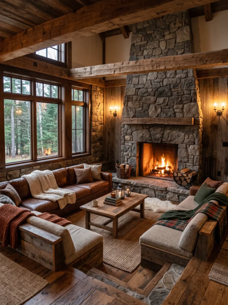 Rustic farmhouse sunken living room