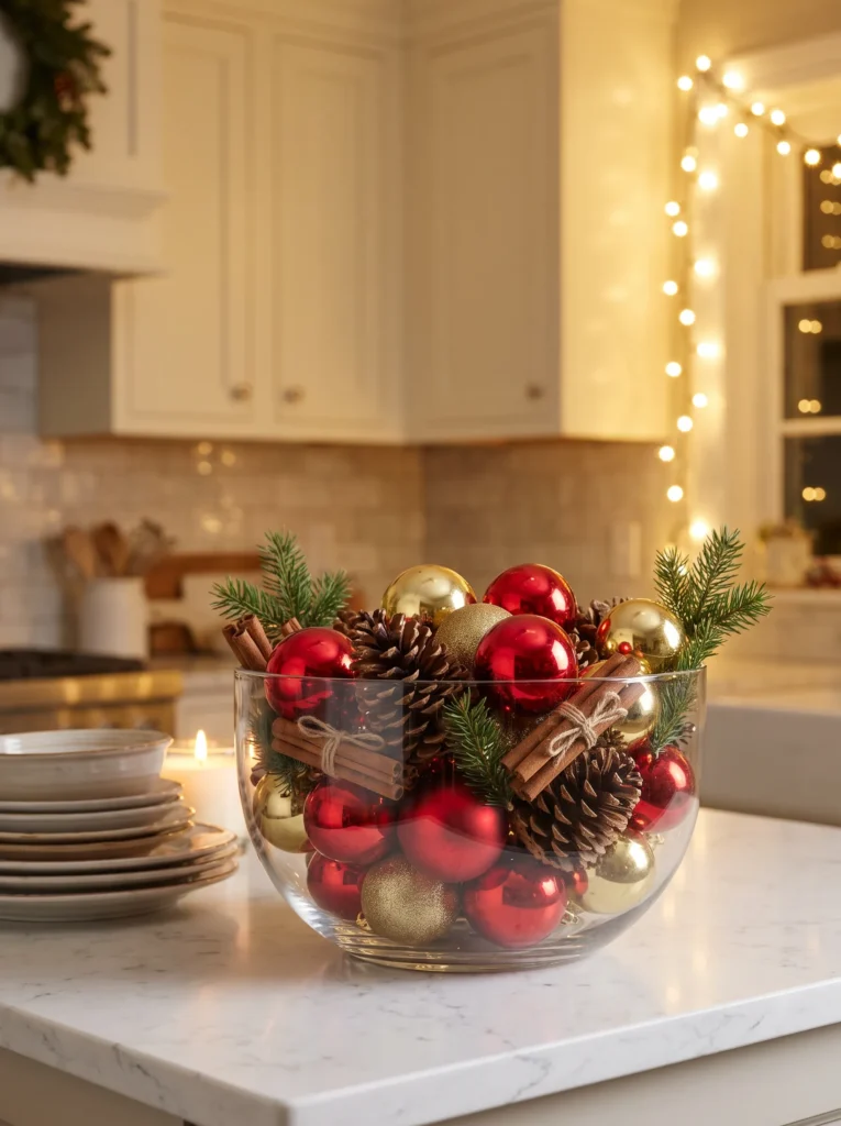 Set out a bowl of ornaments or pinecones