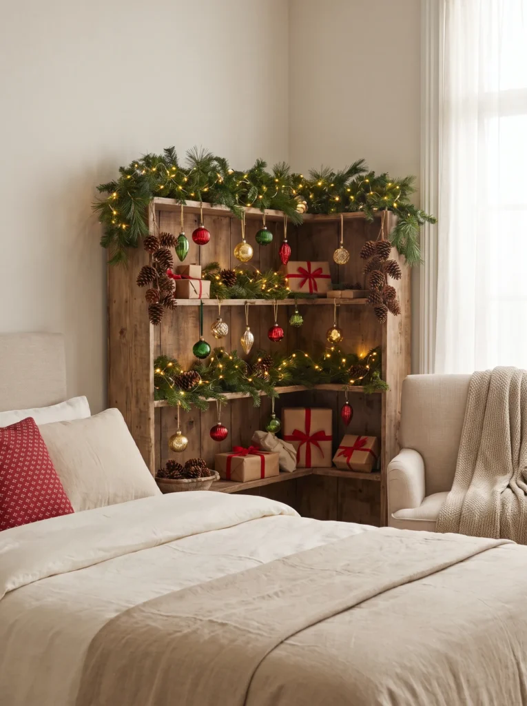 Set up a christmas corner with ornaments