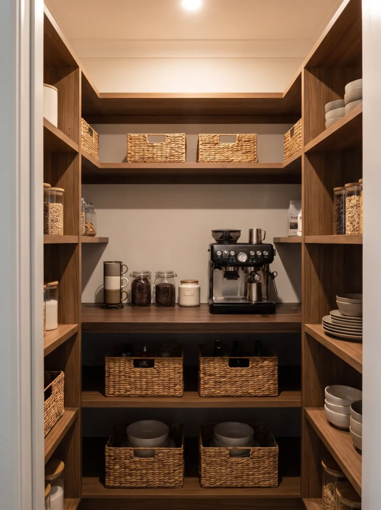 Set up a coffee bar in an unused pantry corner