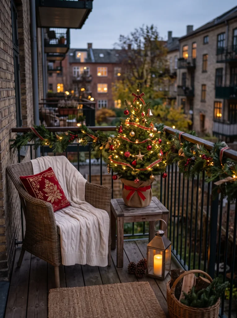 Set up a small tabletop christmas tree