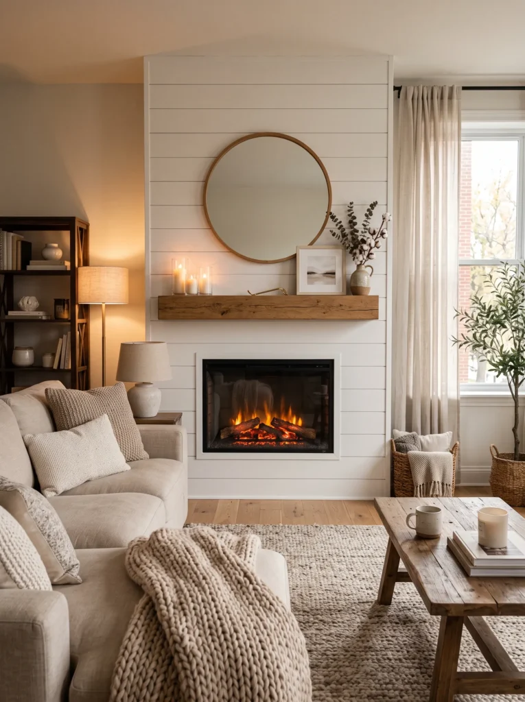Shiplap fireplace surround