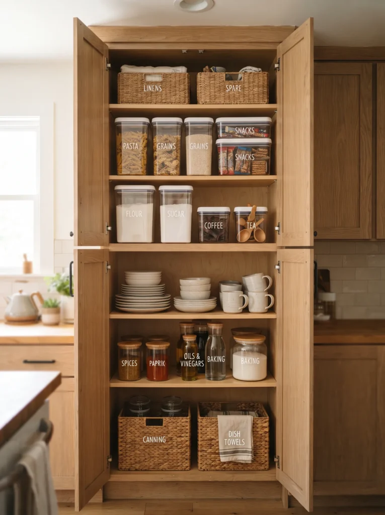 Stackable bins in cabinets