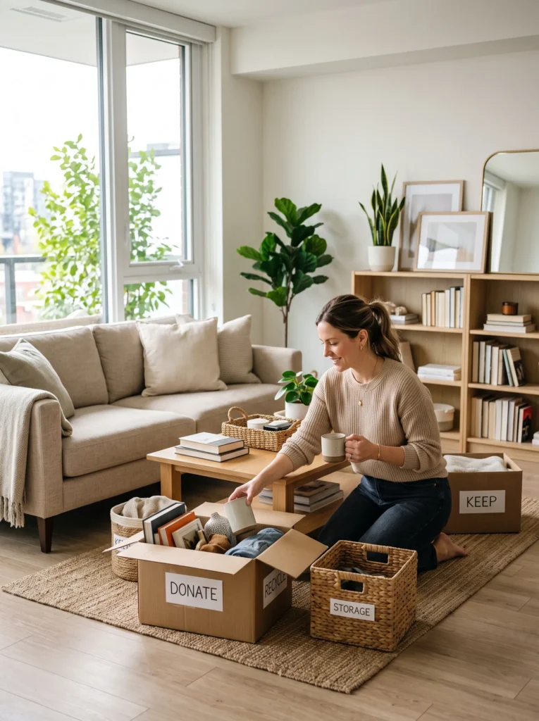 Start with a decluttering session