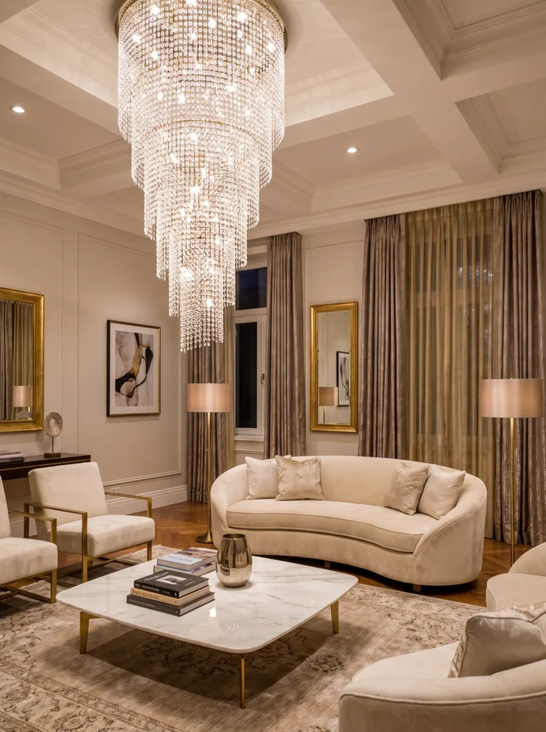 Start with a statement chandelier