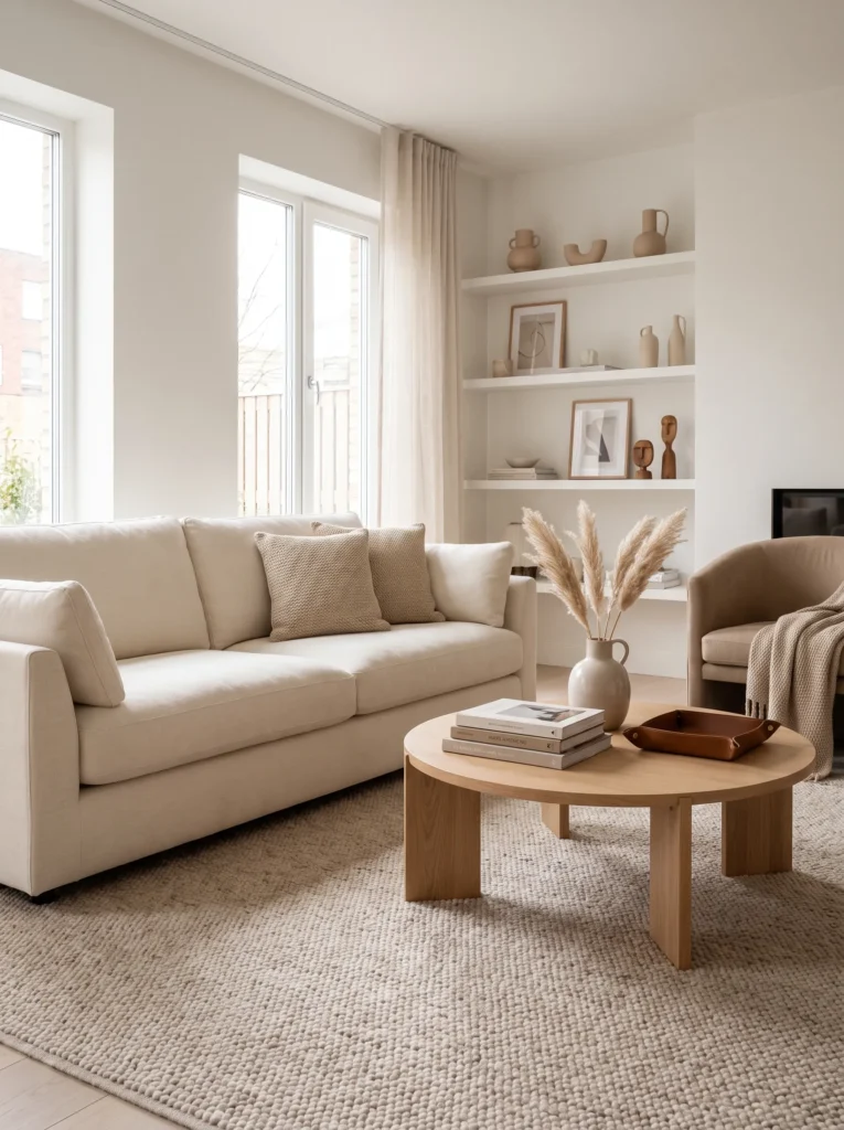 Stick to a warm neutral color palette