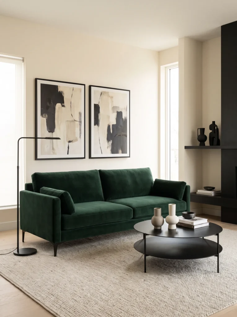 Style it with black accents for a modern look