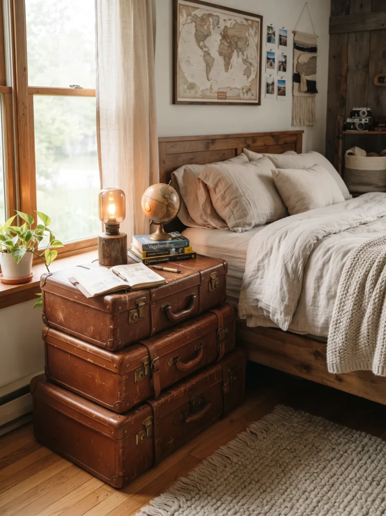 Suitcase nightstand