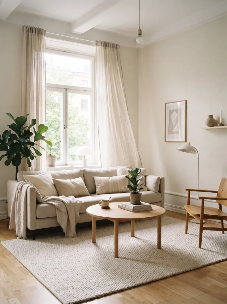 Swap heavy drapes for sheer linen
