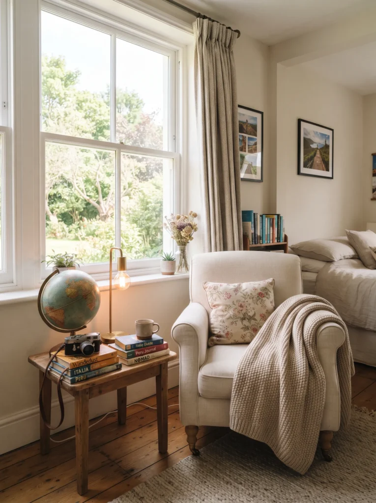 Travel journal reading nook