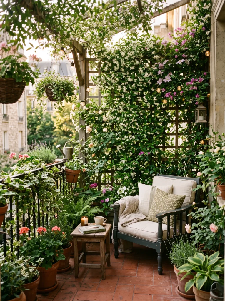 Trellis with climbing vines
