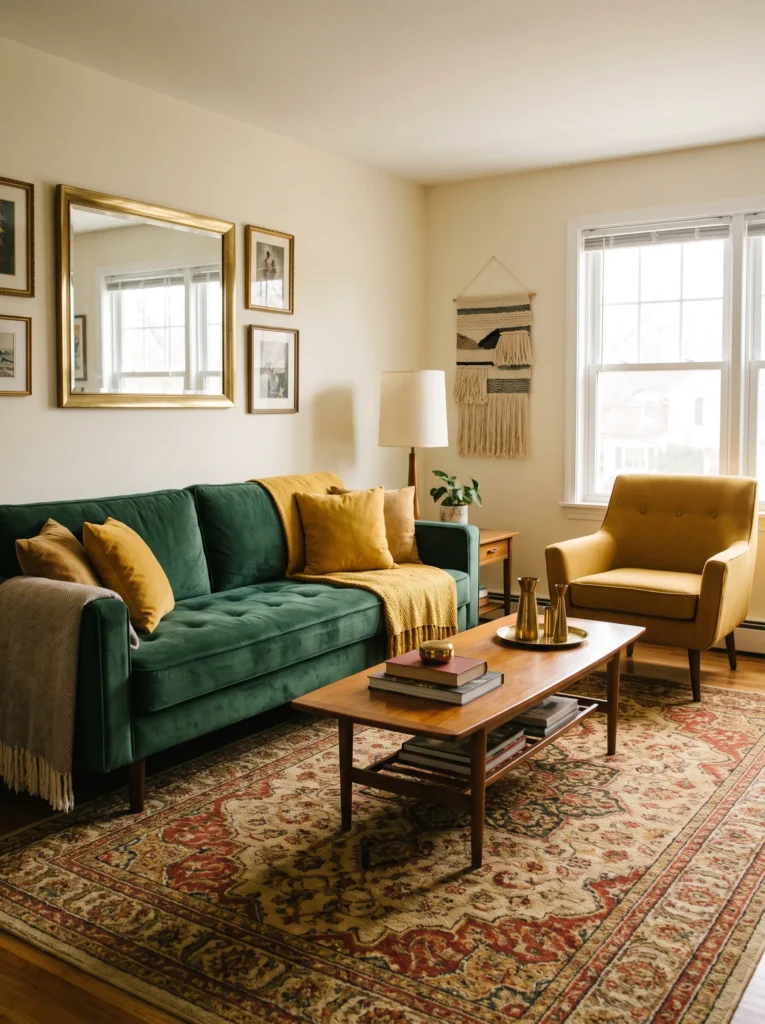 Try a mustard and green color combo