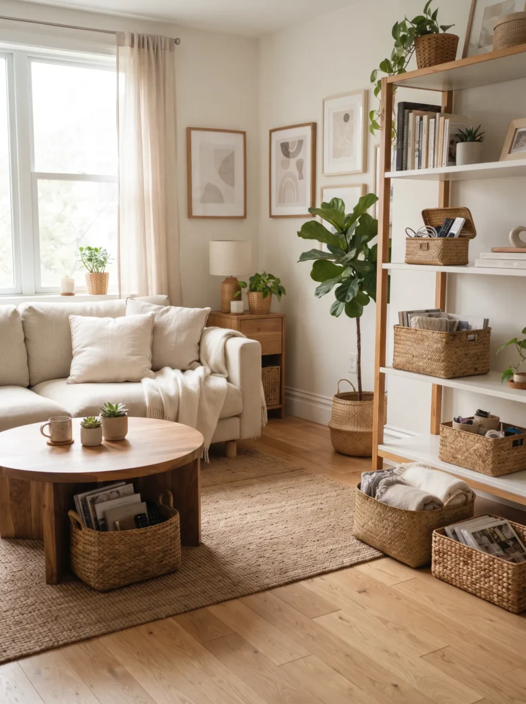 Use baskets to corral small items