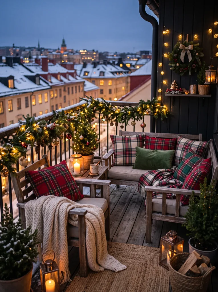 Use cozy outdoor cushions and throws