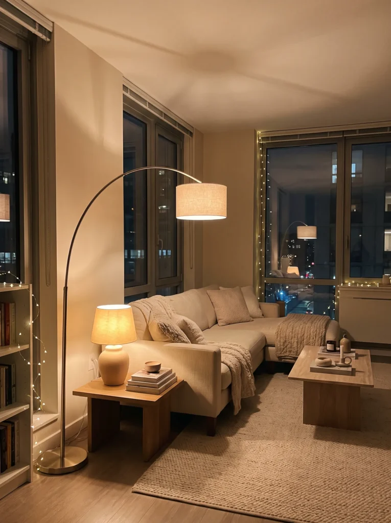 Use layered lighting instead of one overhead light