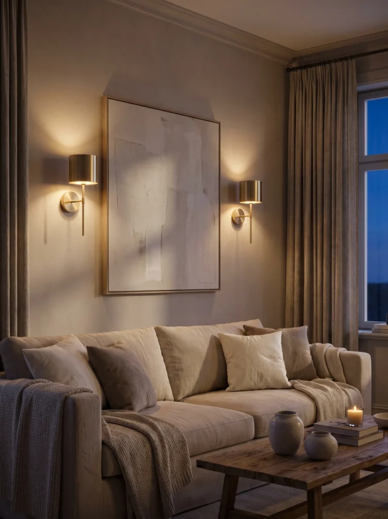 Use wall sconces for ambient lighting