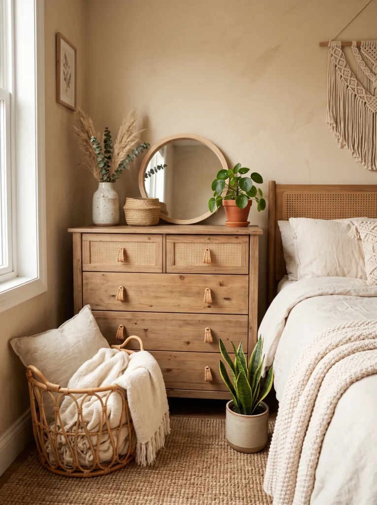 Use wicker drawer pulls or accents