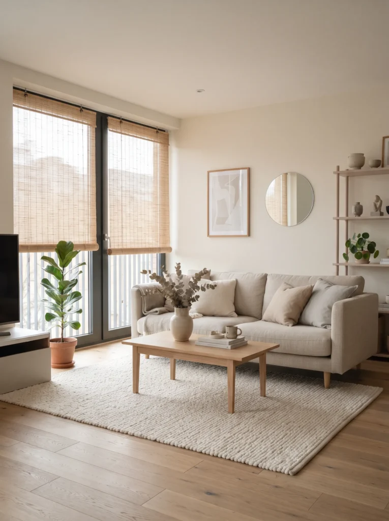 Use woven blinds instead of patterned ones