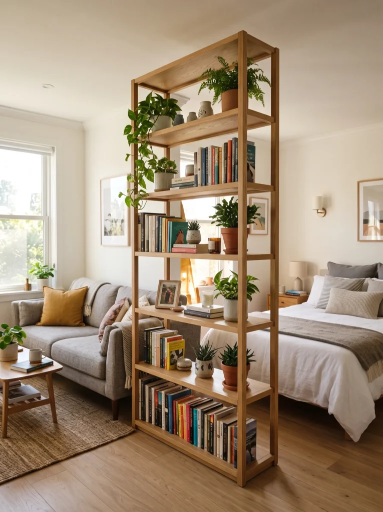 Use a bookshelf as a room divider