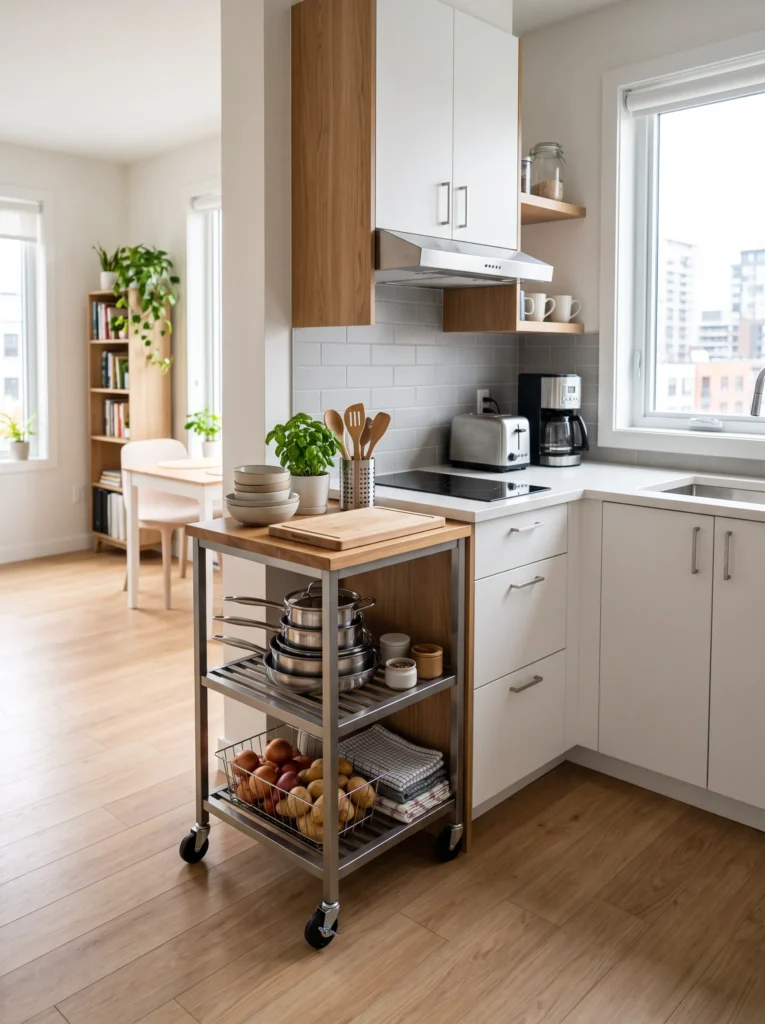 Use a rolling cart in the kitchen