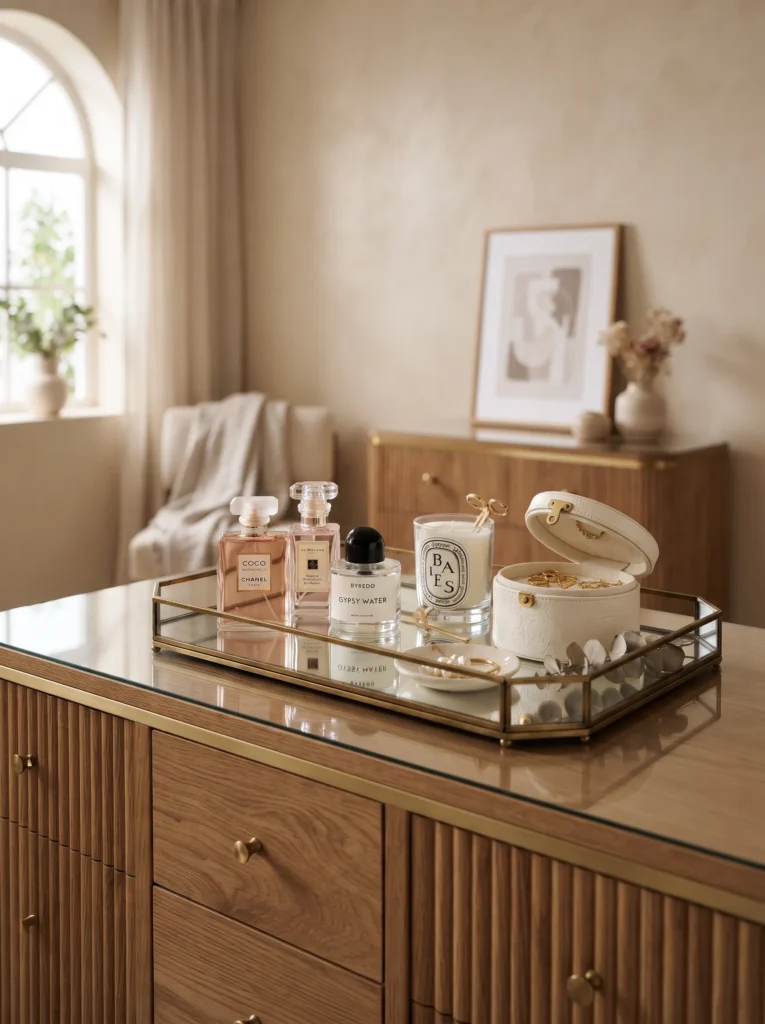 Use a tray for styling your dresser or bed