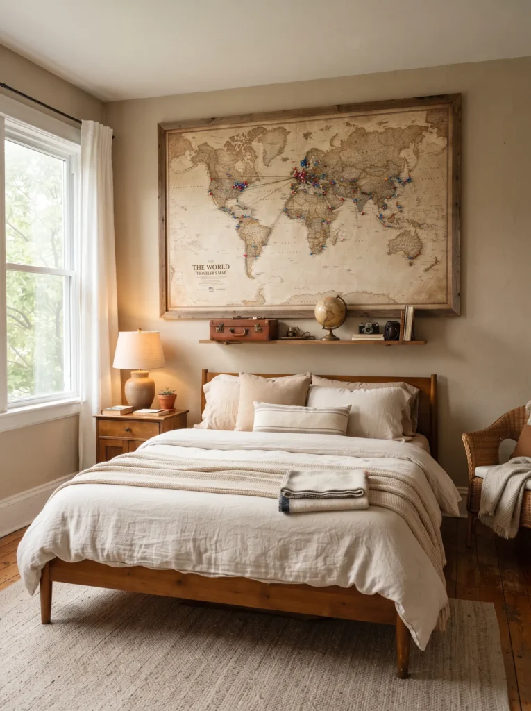 Vintage world map wall