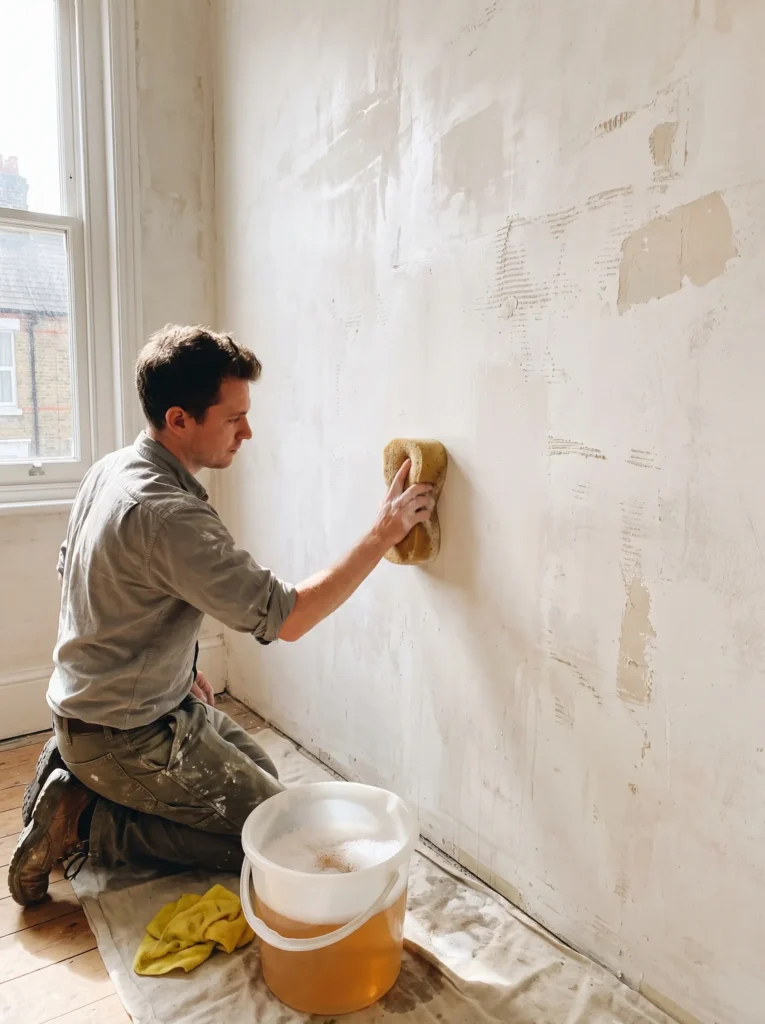 Wash the walls after the paper is off