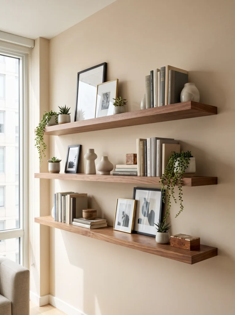 Add floating shelves for extra storage