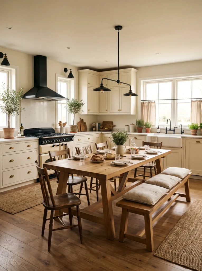 Add a farmhouse style dining table