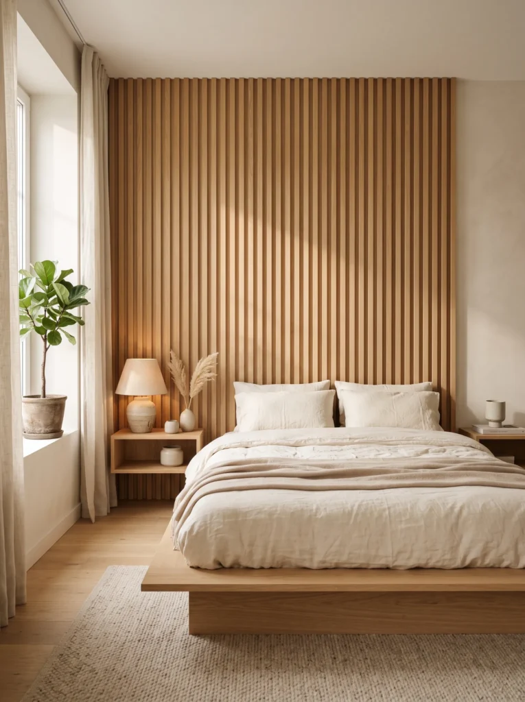Add a statement wood headboard