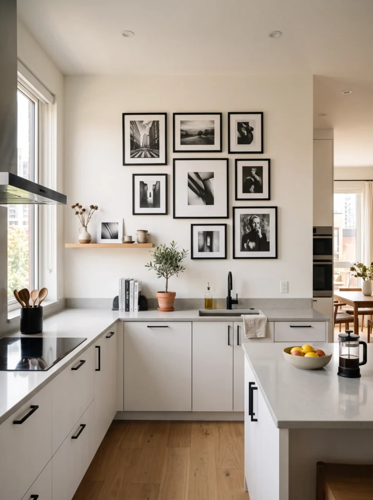 Black and white art or photography on display