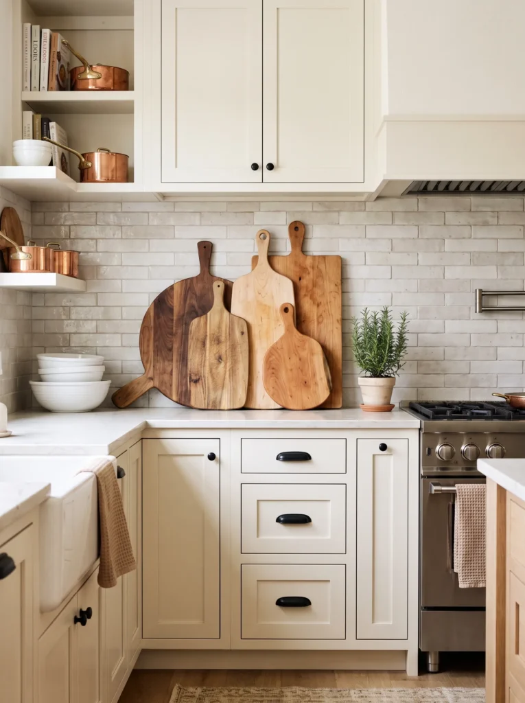 Bring in wood cutting boards as decor